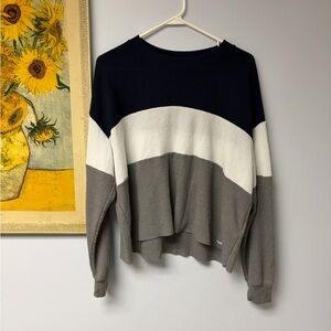 Colorblock hollister waffle knit boyfriend tee in Navy, White, and Gray